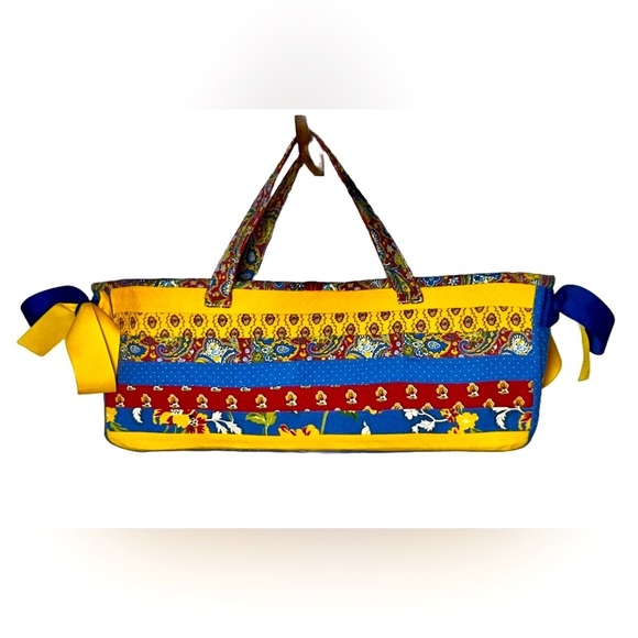 Vibrant & Colorful Art to Wear Beach Tote Bag with Fabric-Covered Button Closure - Picture 2 of 13